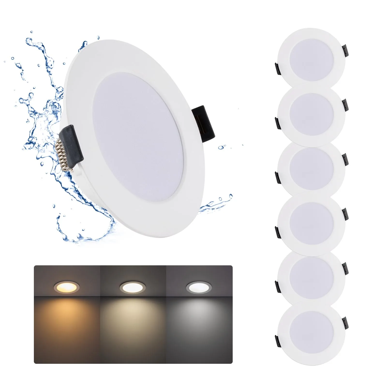 Wpuszczane LED oprawy sufitowe Grebeam LY0003 7 W 230 V 3CCT 6 szt.
