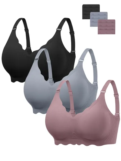 Biustonosze bez drutu HBselect 3 szt. 3XL czarny / niebiesko-czerwony / niebieski