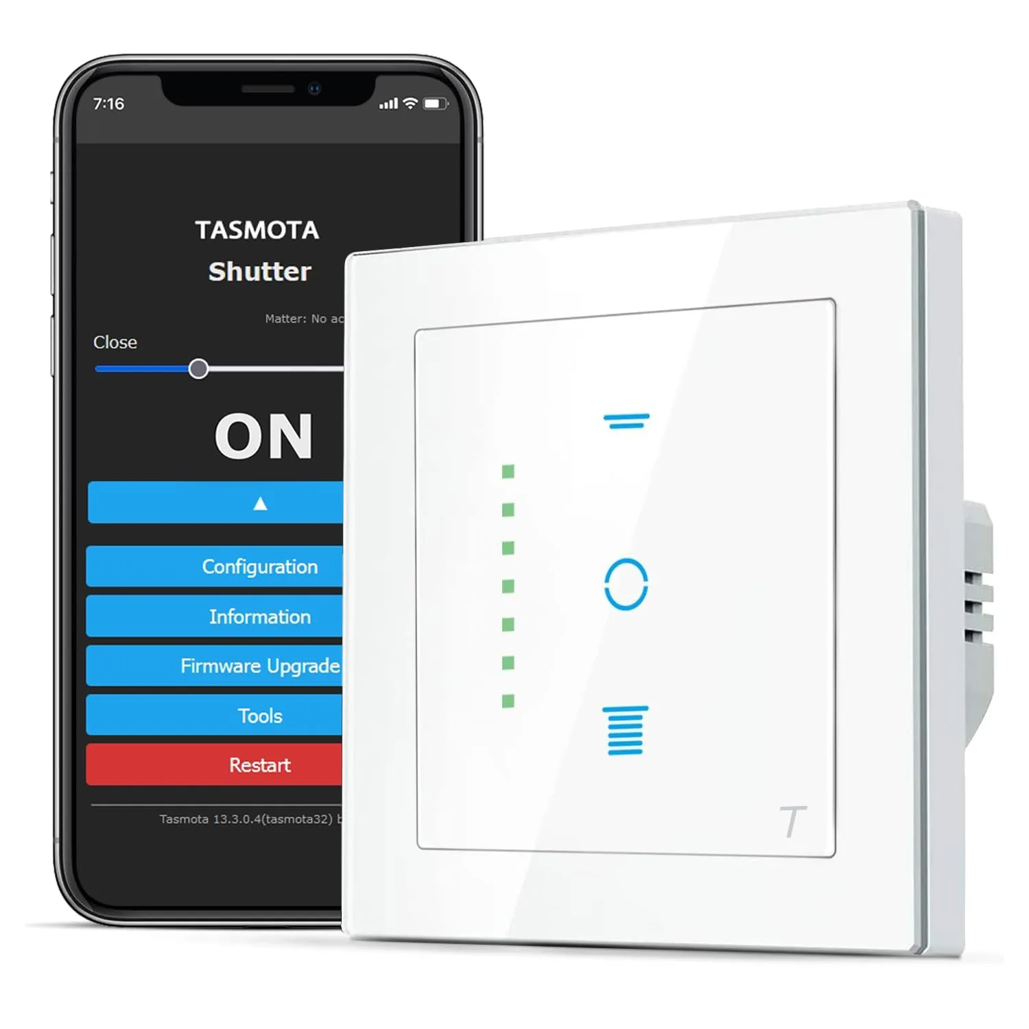 SMARTERCURRY TASMOTA Przełącznik rolet ESP32 WiFi