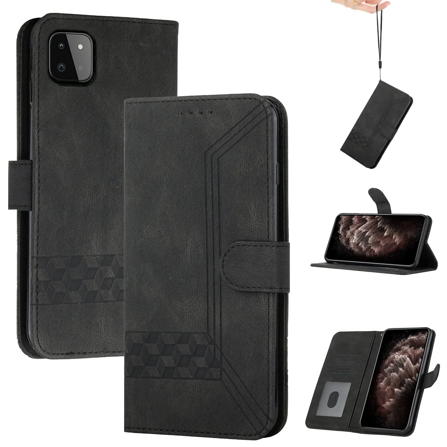 Czarne etui portfelowe do OPPO A93 4G/F17 Pro/Reno4 F Lite