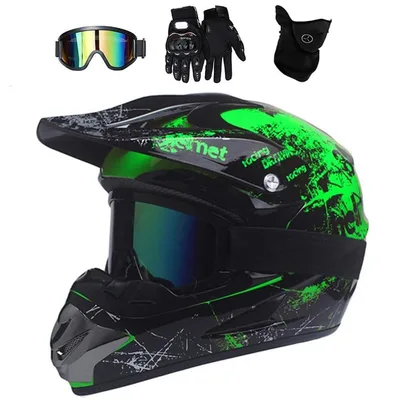 Kask crossowy dla dzieci UIGJIOG S 52–53 cm, okulary, rękawice i maska