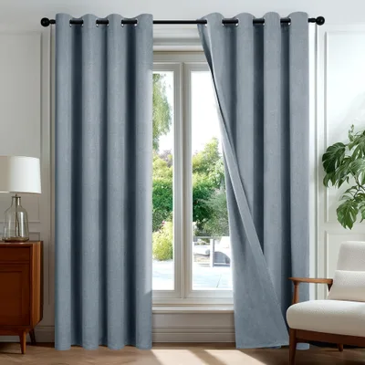 Zasłony zaciemniające Deconovo 140×175 cm 2 sztuki odcień Dark Linen