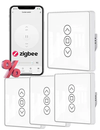 MOES ZigBee przełączniki rolet z procentami 4 sztuki